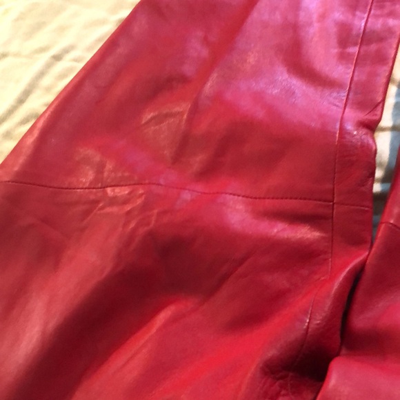 Arin Couture Ltd. Red leather vintage pants sz18/ lined/not hemmed/high waisted - Picture 8 of 15